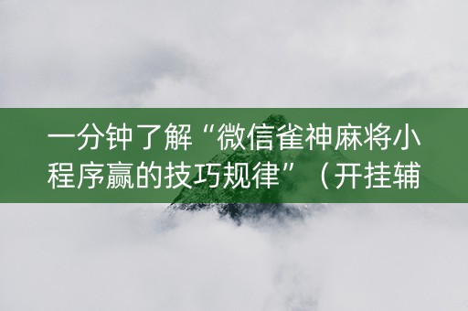 一分钟了解“微信雀神麻将小程序赢的技巧规律”（开挂辅助插件)