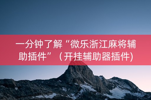 一分钟了解“微乐浙江麻将辅助插件”（开挂辅助器插件)