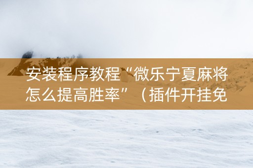 安装程序教程“微乐宁夏麻将怎么提高胜率”（插件开挂免费AI)