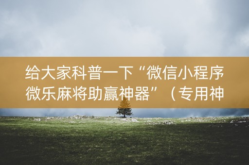 给大家科普一下“微信小程序微乐麻将助赢神器”（专用神器)