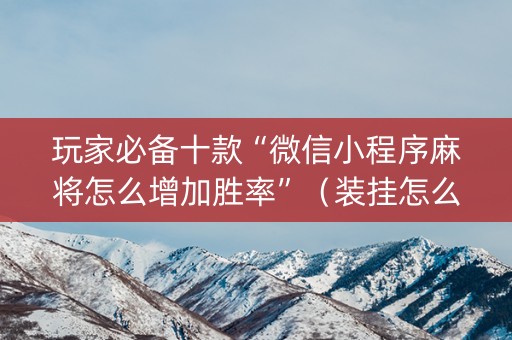 玩家必备十款“微信小程序麻将怎么增加胜率”（装挂怎么安装)