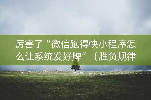 厉害了“微信跑得快小程序怎么让系统发好牌”（胜负规律拿好牌)