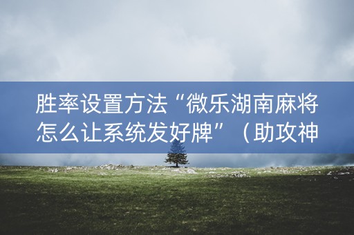 胜率设置方法“微乐湖南麻将怎么让系统发好牌”（助攻神器)