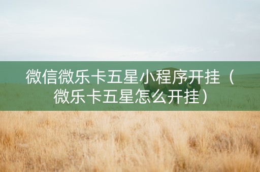 微信微乐卡五星小程序开挂（微乐卡五星怎么开挂）