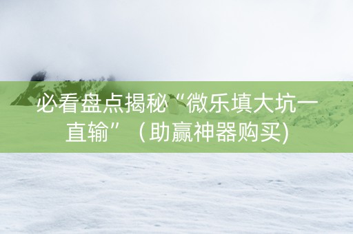 必看盘点揭秘“微乐填大坑一直输”（助赢神器购买)