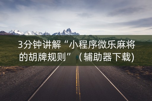 3分钟讲解“小程序微乐麻将的胡牌规则”（辅助器下载)