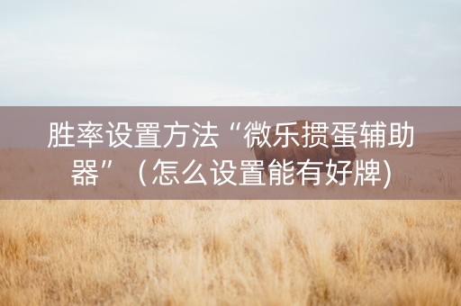 胜率设置方法“微乐掼蛋辅助器”（怎么设置能有好牌)