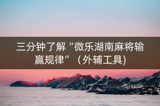三分钟了解“微乐湖南麻将输赢规律”（外辅工具)