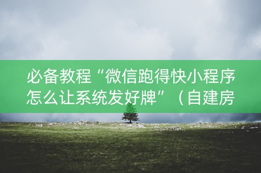必备教程“微信跑得快小程序怎么让系统发好牌”（自建房胜负规律)