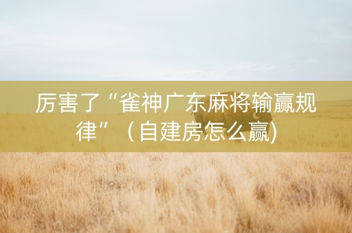 厉害了“雀神广东麻将输赢规律”（自建房怎么赢)