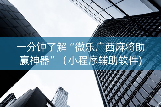 一分钟了解“微乐广西麻将助赢神器”（小程序辅助软件)