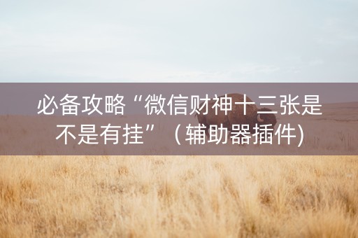 必备攻略“微信财神十三张是不是有挂”（辅助器插件)