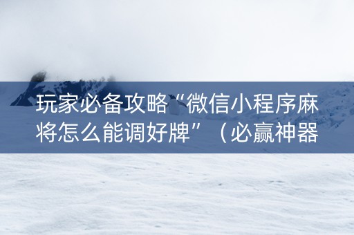 玩家必备攻略“微信小程序麻将怎么能调好牌”（必赢神器)