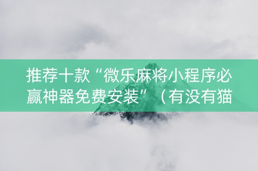 推荐十款“微乐麻将小程序必赢神器免费安装”（有没有猫腻)