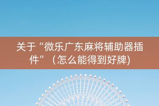 关于“微乐广东麻将辅助器插件”（怎么能得到好牌)