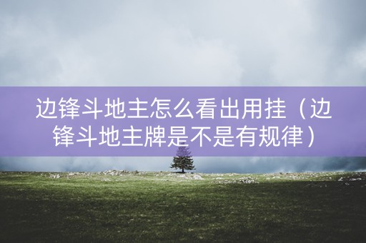 边锋斗地主怎么看出用挂（边锋斗地主牌是不是有规律）