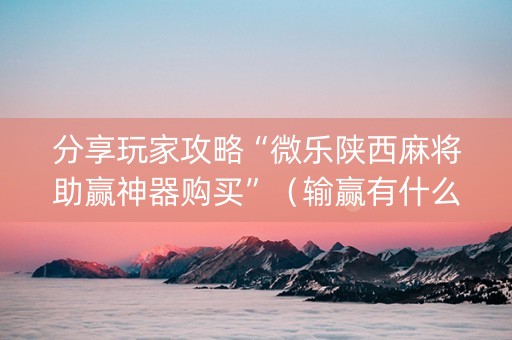 分享玩家攻略“微乐陕西麻将助赢神器购买”（输赢有什么规律)