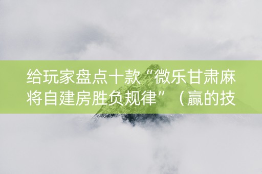给玩家盘点十款“微乐甘肃麻将自建房胜负规律”（赢的技巧规律)