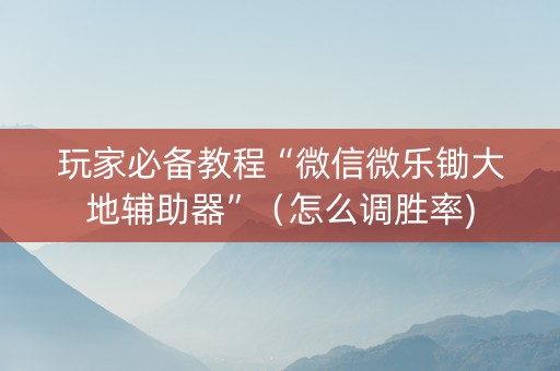 玩家必备教程“微信微乐锄大地辅助器”（怎么调胜率)
