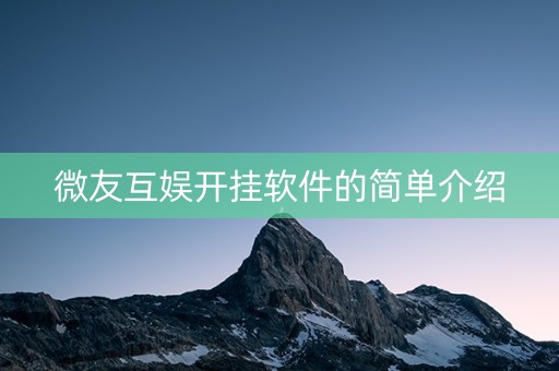 微友互娱开挂软件的简单介绍
