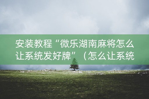 安装教程“微乐湖南麻将怎么让系统发好牌”（怎么让系统给你发好牌)