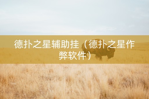 德扑之星辅助挂（德扑之星作弊软件）