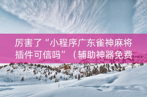 厉害了“小程序广东雀神麻将插件可信吗”（辅助神器免费)