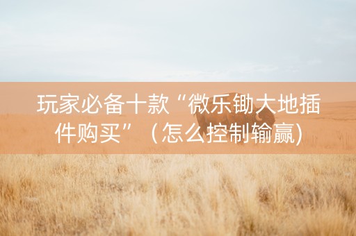 玩家必备十款“微乐锄大地插件购买”（怎么控制输赢)