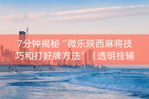 7分钟揭秘“微乐陕西麻将技巧和打好牌方法”（透明挂辅助器)
