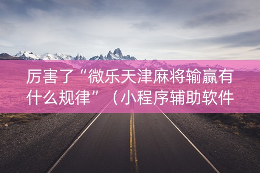 厉害了“微乐天津麻将输赢有什么规律”（小程序辅助软件)