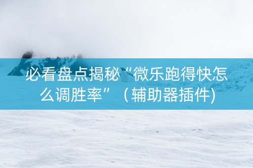 必看盘点揭秘“微乐跑得快怎么调胜率”（辅助器插件)