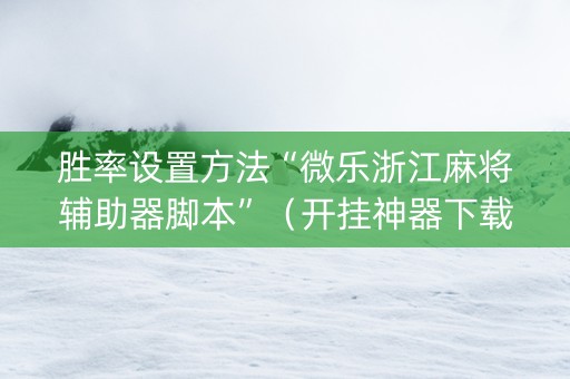 胜率设置方法“微乐浙江麻将辅助器脚本”（开挂神器下载)
