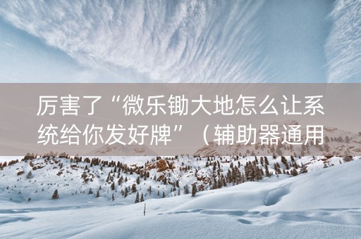 厉害了“微乐锄大地怎么让系统给你发好牌”（辅助器通用版)