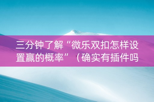 三分钟了解“微乐双扣怎样设置赢的概率”（确实有插件吗)