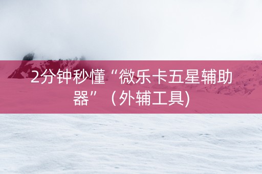 2分钟秒懂“微乐卡五星辅助器”（外辅工具)