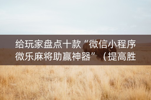 给玩家盘点十款“微信小程序微乐麻将助赢神器”（提高胜率软件)