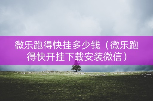 微乐跑得快挂多少钱（微乐跑得快开挂下载安装微信）