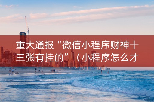 重大通报“微信小程序财神十三张有挂的”（小程序怎么才会赢)