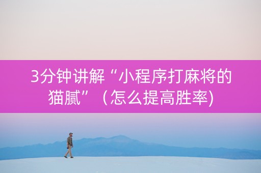 3分钟讲解“小程序打麻将的猫腻”（怎么提高胜率)