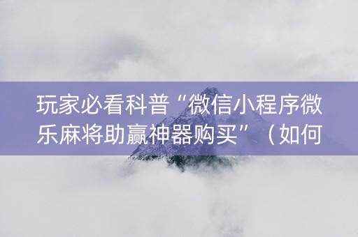 玩家必看科普“微信小程序微乐麻将助赢神器购买”（如何提高胜率)