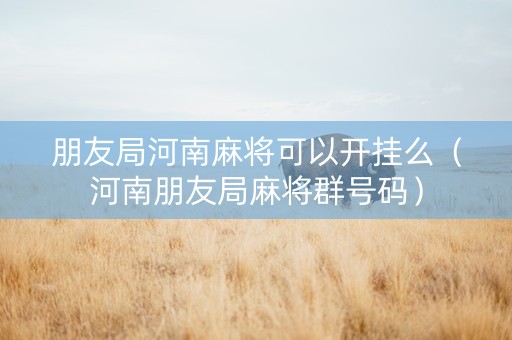 朋友局河南麻将可以开挂么（河南朋友局麻将群号码）