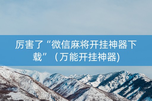 厉害了“微信麻将开挂神器下载”（万能开挂神器)