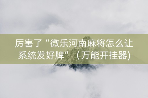 厉害了“微乐河南麻将怎么让系统发好牌”（万能开挂器)