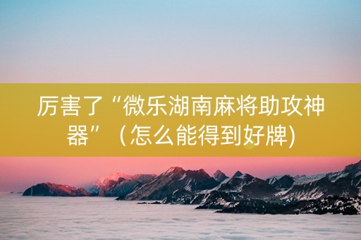 厉害了“微乐湖南麻将助攻神器”（怎么能得到好牌)