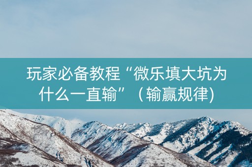 玩家必备教程“微乐填大坑为什么一直输”（输赢规律)