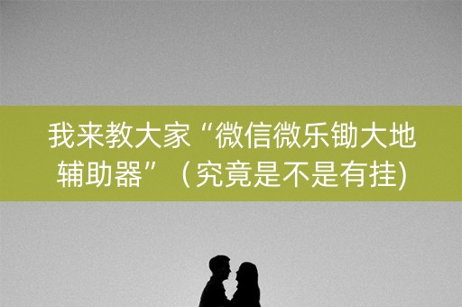 我来教大家“微信微乐锄大地辅助器”（究竟是不是有挂)