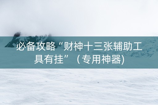 必备攻略“财神十三张辅助工具有挂”（专用神器)