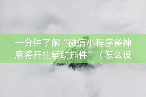 一分钟了解“微信小程序雀神麻将开挂辅助插件”（怎么设置能有好牌)