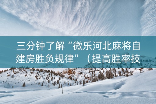 三分钟了解“微乐河北麻将自建房胜负规律”（提高胜率技巧)