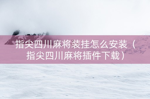 指尖四川麻将装挂怎么安装（指尖四川麻将插件下载）